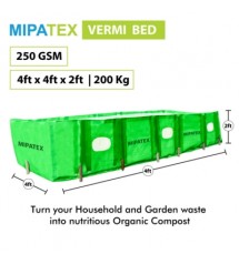 Mipatex HDPE Organic Vermi Compost Maker Bed 250 GSM 4ft x 4ft x 2ft (Green)